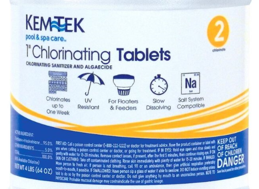 Kem-Tek 1" Chlorinating Tablets for Pools & Spas, 1.5lbs, 26439047601